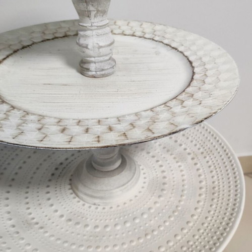 Handmade three-tier rotating serving tray with mirror like new 39x39cm