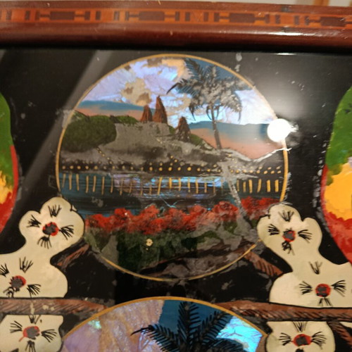 Serving tray souvenir from Rio de Janeiro with iridescent decoration