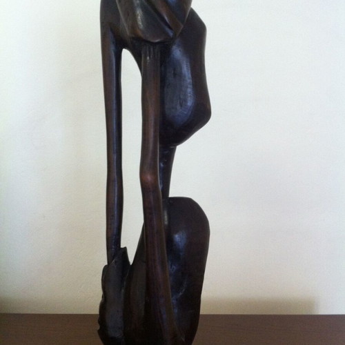 Makonde Shetani sculpture like new, black wood from Tanzania