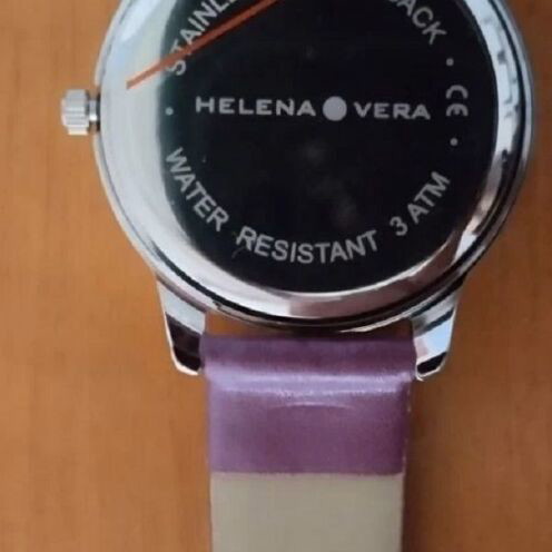 Helena Vera women's wristwatch with Seiko movement, purple and silver