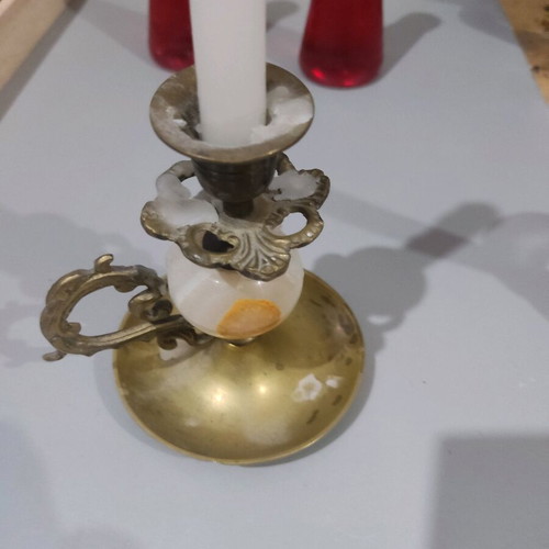 Brass ornate candlestick used