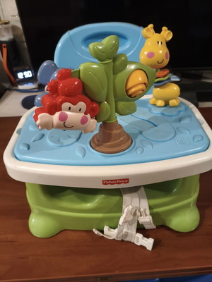 Fisher Price chair feeding seat used with adjustable tray and toys