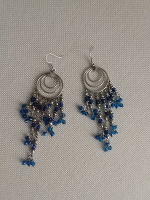 Boho earrings used with blue stones and steel