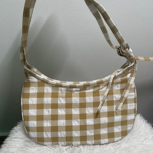 Zara handbag with checkered pattern, beige and white