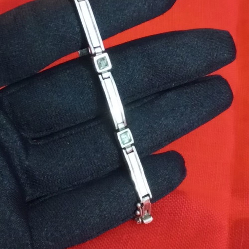 Silver bracelet 925 with zircon, used, 18.4cm, safety clasp