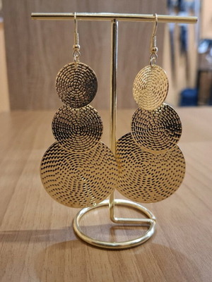 Handmade hanging earrings new, gold color, 9 centimeters