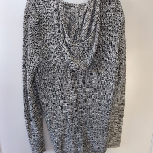 Pull & Bear knitted cardigan with hood size L used, light grey and black