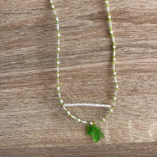 Handmade necklace in green and white shades inspired by Barbie Fairytopia