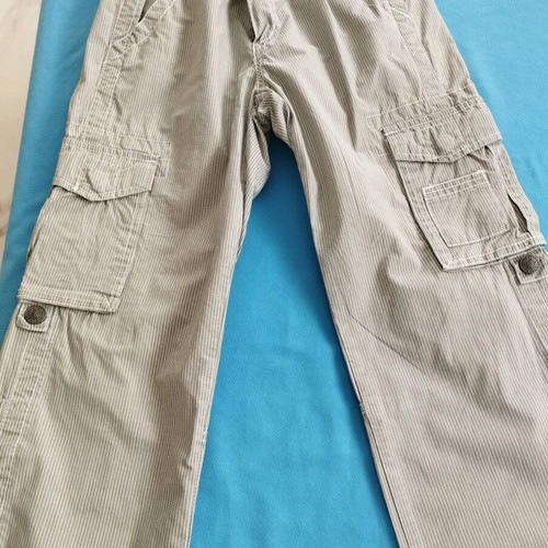 Benetton striped olive kids pants No. 10 like new with adjustable waist