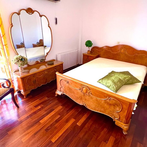 Bedroom vanity used with mirror and walnut cabinets