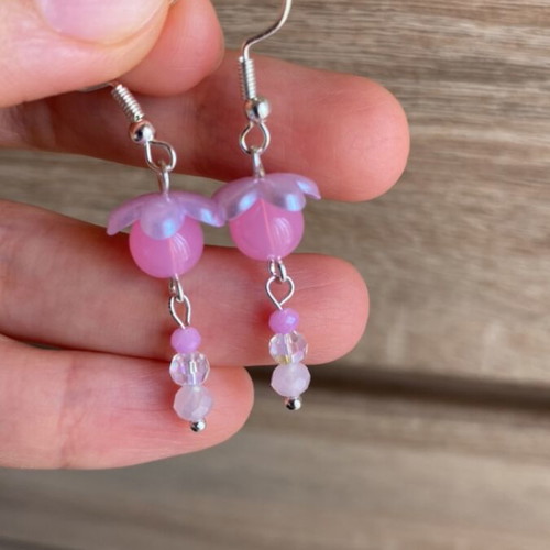 Handmade earrings 2 pairs in pink and turquoise shades inspired by Barbie fairytopia