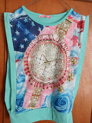 C'est la vie girls' blouse new, pink and turquoise, size 10 years