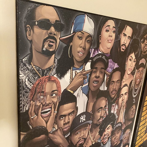 Hip hop icons poster mounted on wood