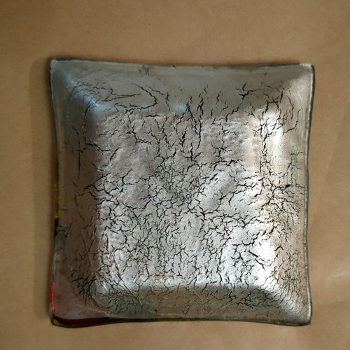 Glass ashtrays used, set of 2, colored 7.5 × 7.5 cm