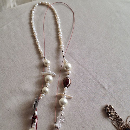 Necklace set with boho pearls and elegant cross, like new