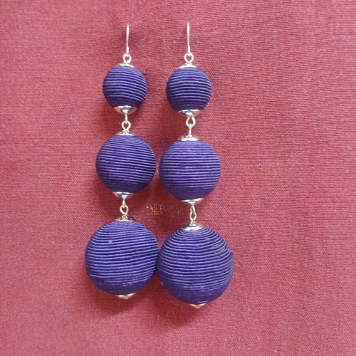 Long earrings, purple and silver, 9 cm