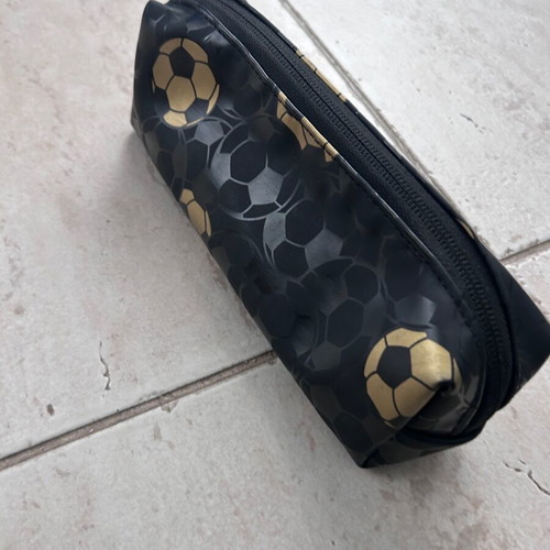 Pencil case with zipper and football ball design, new