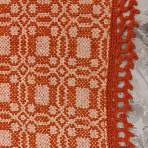 Handwoven Blanket like new with geometric caramel patterns
