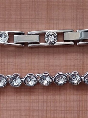 Βραχιόλι Swarovski Tennis σαν καινούργιο, 19εκ, ατσάλι, λευκό και ασημί