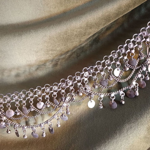 Collectible handmade tribal belly dance belt silver like new adjustable