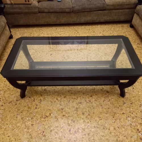 Coffee table like new, Italian made from solid beech wood and glass