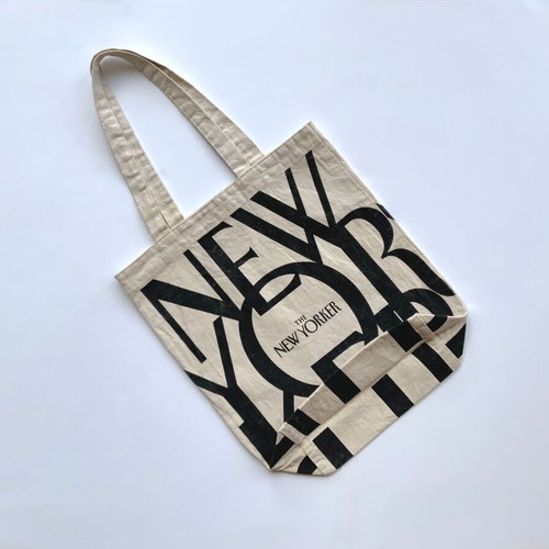 The New Yorker Magazine Canvas Tote Bag used, natural with black logo
