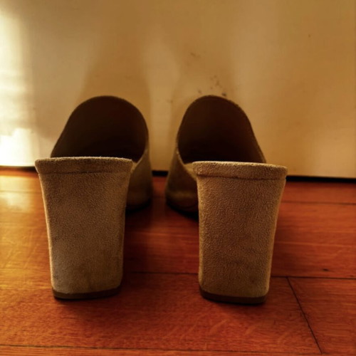 Nude suede mules with leather insole size 38