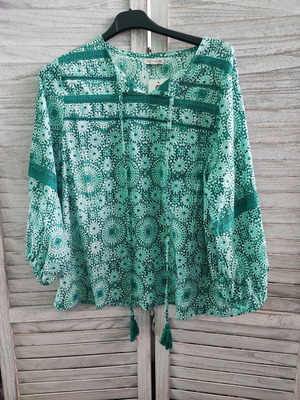 Rima Beachwear long sleeve blouse green one size cotton new