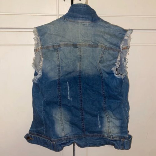 Denim jacket Pink Woman size S like new, blue sleeveless