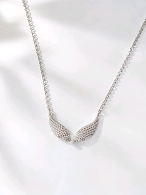 Stainless steel necklace with angel wings