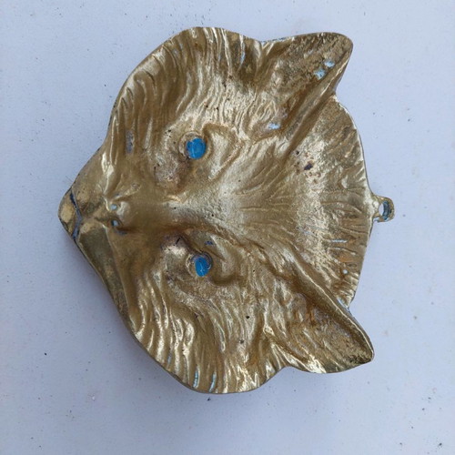 Metal fox wall/table decoration used, vintage, gold color