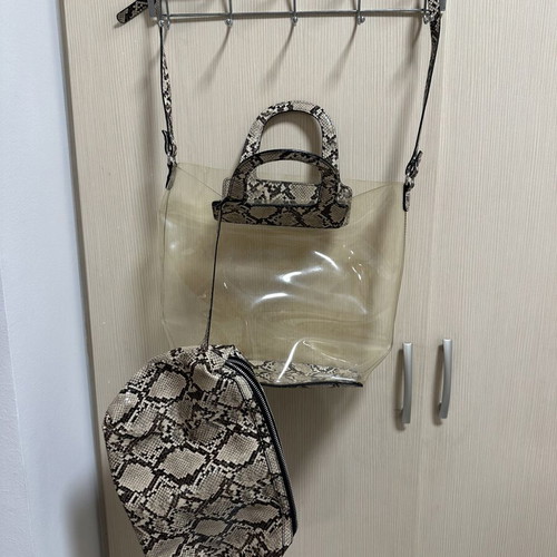 Zara snake print transparent handbag used, beige and brown