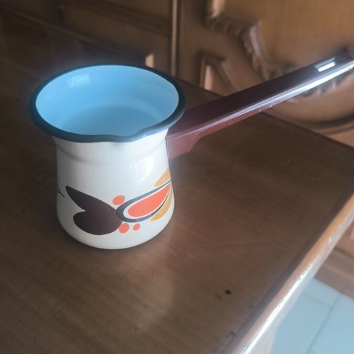 Vintage enamel briki 70s, deadstock, kitchenware