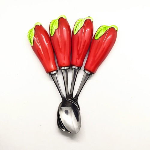 Pomodoro Showa Fruit Spoons Set of 4 New, Tomato-Shaped