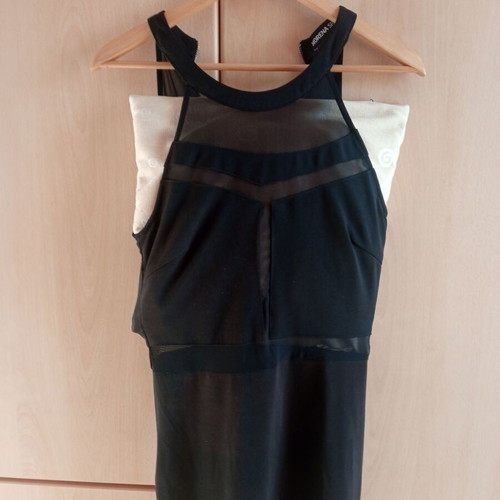 Morena Spain Black Evening Midi Dress with Mesh Details size L like new