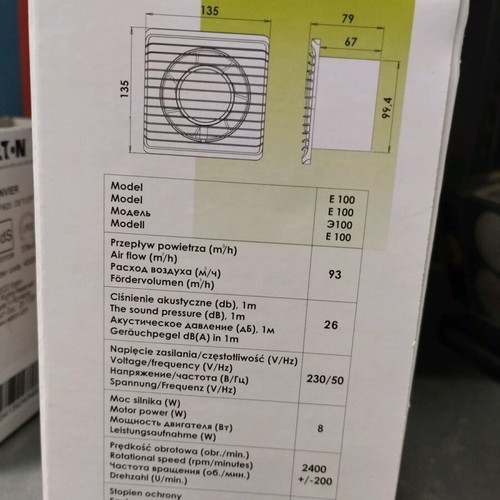 Bathroom wall fan 220V new in box