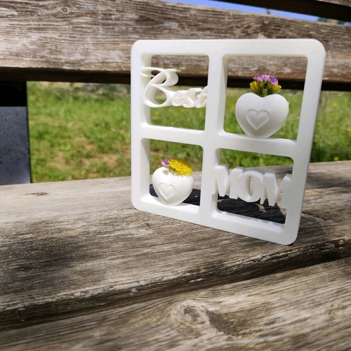 3D printed table stand "Best MOM" with heart-shaped jars new