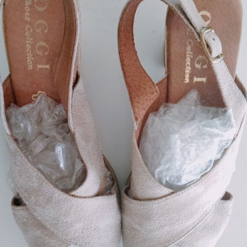 OGGI leather suede sandals, size 39, beige nude