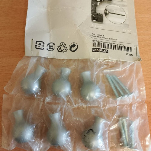 Ikea Kosing knobs silver nickel, 6 new in package