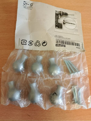 Ikea Kosing knobs silver nickel, 6 new in package