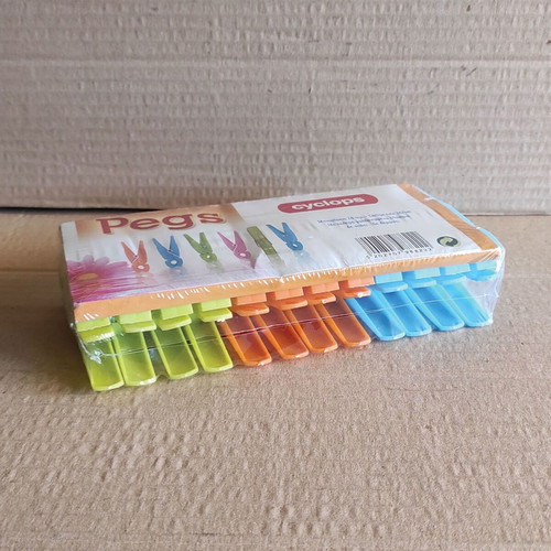 Clothespins set of 24 plastic, new, multicolor with galvanized spring