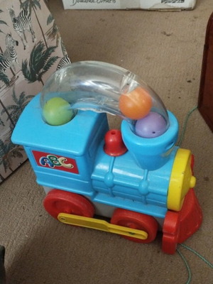 Children's train toy used, large with balls