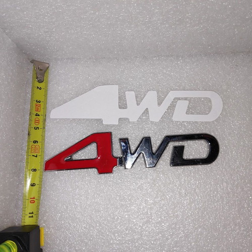 Μεταλλικό σήμα αυτοκινήτου 4WD, 3D ασημί και κόκκινο