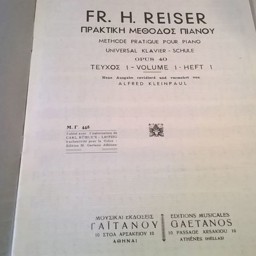 Reiser FR.H Piano Method Op.40 used