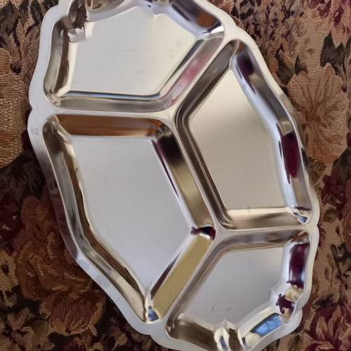 Large Inox Serving Platter 4-Section like new for Nuts and Snacks