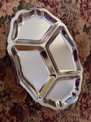 Large Inox Serving Platter 4-Section like new for Nuts and Snacks