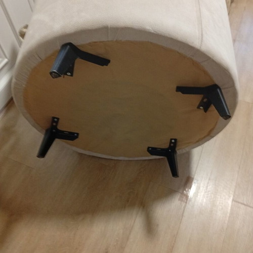 Modern round armchair, ice color, metal legs