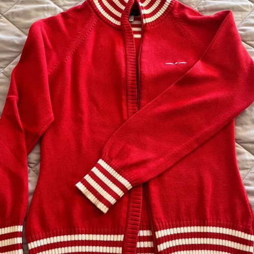 Armani Jeans cardigan red with white details, like new, size M