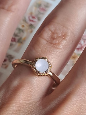 Γυναικείο δαχτυλίδι Rose gold με εξαγωνική βάση και ιριδίζουσα πέτρα καινούργιο