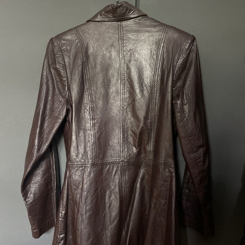 Vintage leather jacket used, brown, size XS